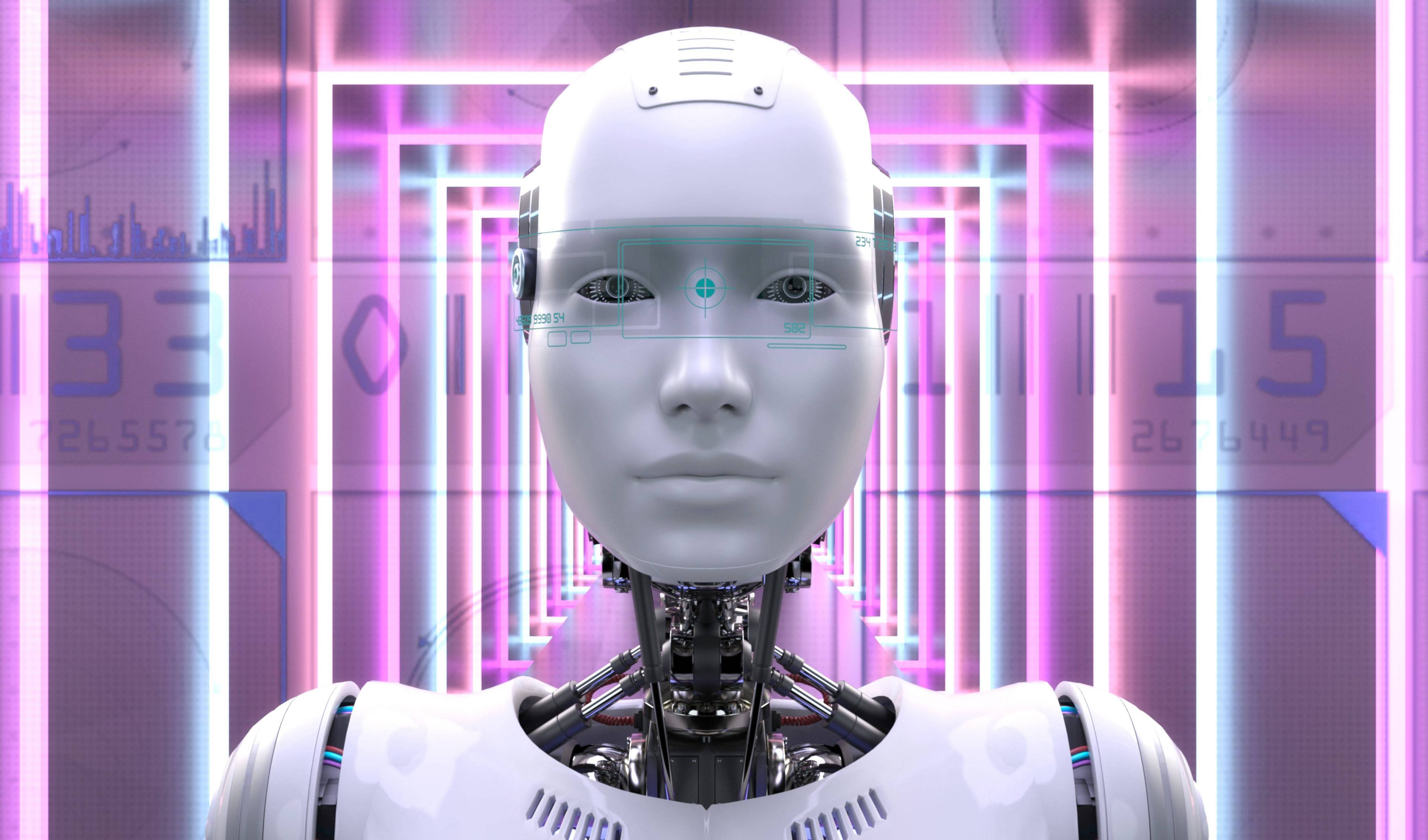 Frontalansicht eines humanoiden Roboters
